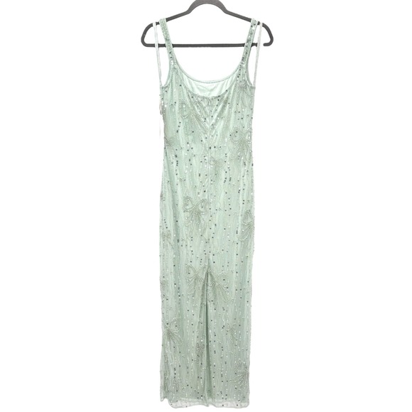 Mac Duggal NEW Seafoam Beaded Mesh Scoop Neck Fitted Gown With Bows $598 Size 10 - Picture 9 of 13